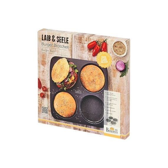 RBV Birkmann Burger Brötchen-Blech Laib und Seele 28x28cm Ø12cm 4-fach