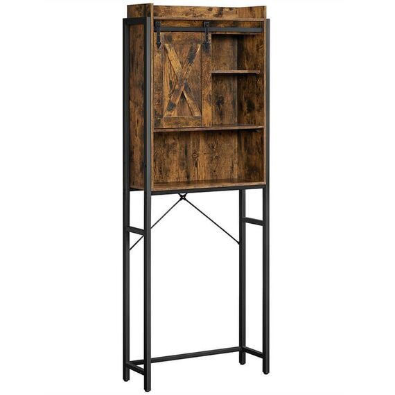 Vasagle BTS003B01 Regal Regalboden Freistehend Partikelbord, Stahl Schwarz, Braun