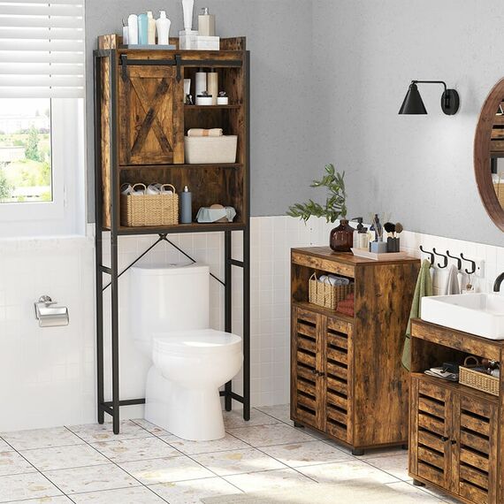 Vasagle BTS003B01 Regal Regalboden Freistehend Partikelbord, Stahl Schwarz, Braun, 2 image
