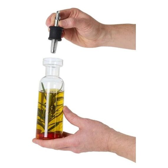 AdHoc AHM-BZ80 Öl-/Essig-Spender 0,3 l Flasche Glas, Silikon, Edelstahl Transparent, 3 image