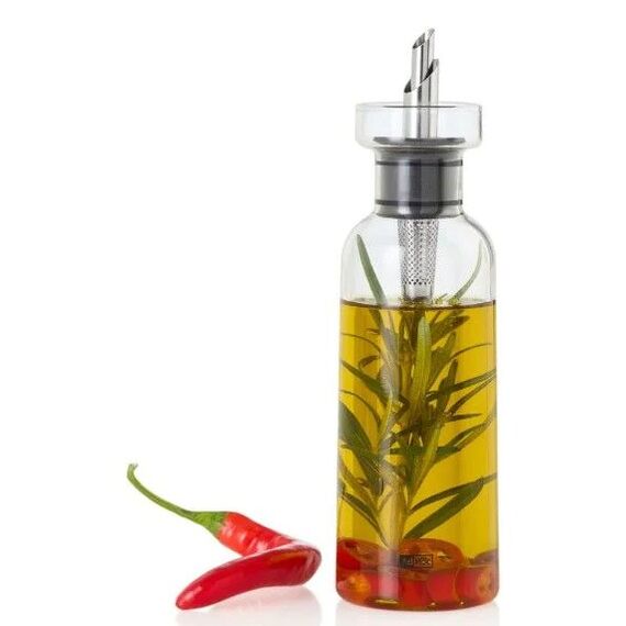 AdHoc AHM-BZ80 Öl-/Essig-Spender 0,3 l Flasche Glas, Silikon, Edelstahl Transparent, 4 image