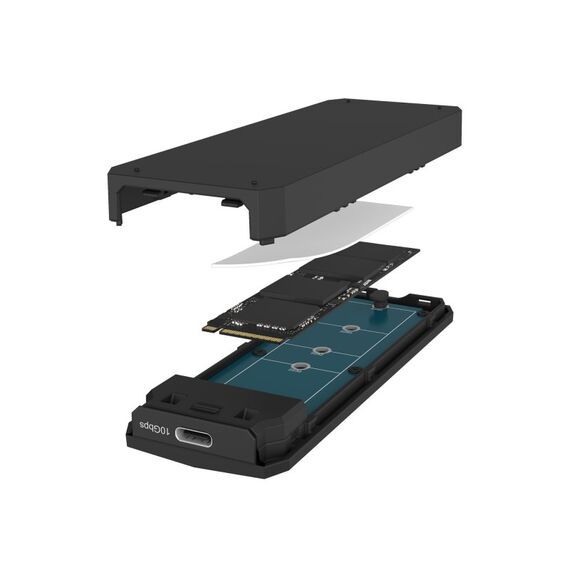 ICY BOX Gehäuse für NVMe M.2 SSD, RGB-Beleuchtung, Host USB 3.2 Gen 2 Type-C+ Type-A, 10 Gbit/s, 2 image