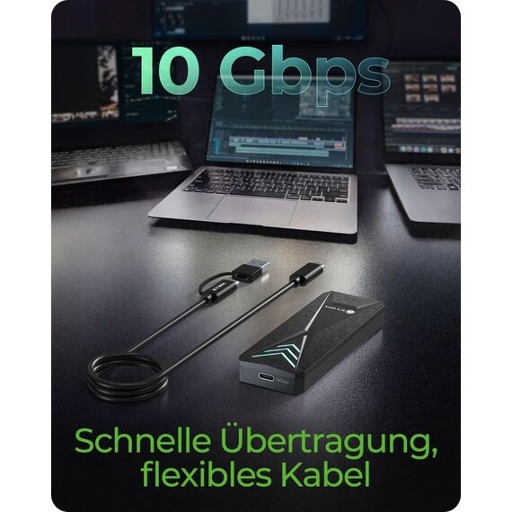 ICY BOX Gehäuse für NVMe M.2 SSD, RGB-Beleuchtung, Host USB 3.2 Gen 2 Type-C+ Type-A, 10 Gbit/s, 4 image