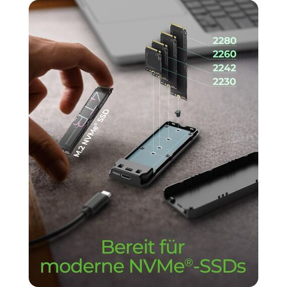 ICY BOX Gehäuse für NVMe M.2 SSD, RGB-Beleuchtung, Host USB 3.2 Gen 2 Type-C+ Type-A, 10 Gbit/s, 5 image
