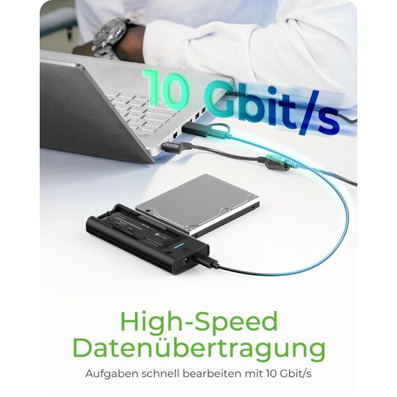 ICY BOX IB-180MS-C31 SSD Docking 1x 2,5"/3,5" & 1x M.2 PCIe NVMe zu USB 3.2 Gen 2 10 Gbit/s, Werkzeuglos, ohne Netzteil, Kunststoff, schwarz, 2 image