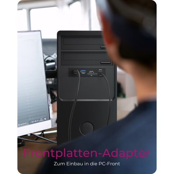 ICY BOX IB-HUB1419-i3, Front panel 3,5" mit USB Hub und Kartenleser, 2x USB-A 5 Gbit/s, 1x USB-C 5 Gbit/s, 1x USB-C 20 Gbit/s, 1x SD und 1x microSD 3.0, 2 image