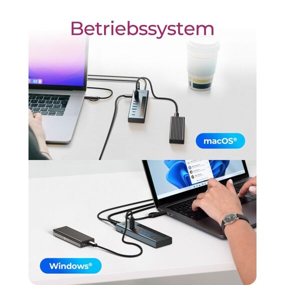 ICY BOX IB-HUB1743-CPD, 9-in-1 HUB, 7x HUB Port (3C+ 4A) mit 1x USB-C für Laden (PD 20W mit display) & 1x PD 100W (upstream to Host) USB 3.2 Gen2, 10 Gbit/s, 7 image
