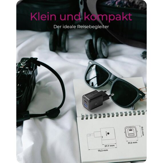 ICY BOX IB-PS1020-PD, 2 Port USB 20 W Schnellladegerät für Mobilgeräte, 1x Type-C® PD 3.0 Anschluss, 1x USB Type-A QC 3.0 Anschluss, 2 image