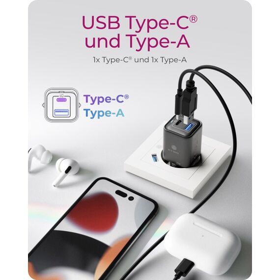 ICY BOX IB-PS1020-PD, 2 Port USB 20 W Schnellladegerät für Mobilgeräte, 1x Type-C® PD 3.0 Anschluss, 1x USB Type-A QC 3.0 Anschluss, 4 image