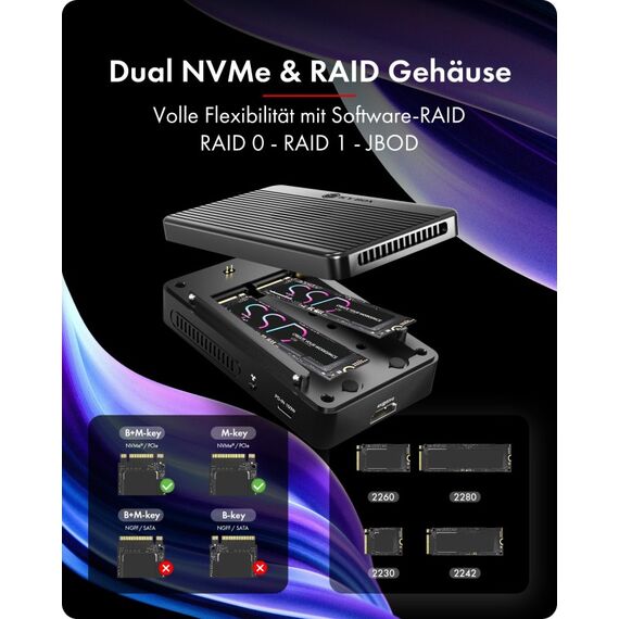 ICY BOX Heart RAID 2818 RAID & DockingStation für 2x M.2 NVMe SSD, 2 image
