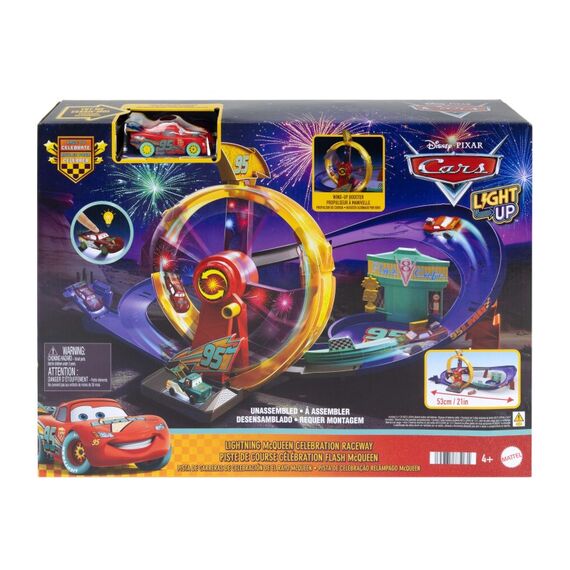 Disney Pixar Cars Rennen zur Feier von Lightning McQueen, Rennstrecke-Spielset zum Feiern mit Spielzeugauto, 6 image