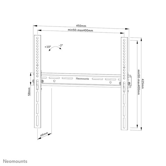 Neomounts WL35-350BL14 TV-Wandhalterung 32-65" - neigbar - abschließbar - einfache Installation, 12 image