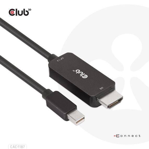 CLUB3D MiniDisplayPort 1.4 to HDMI 4K120Hz or 8K60Hz HDR10+ Cable M/M 1.8m / 6ft, 5 image