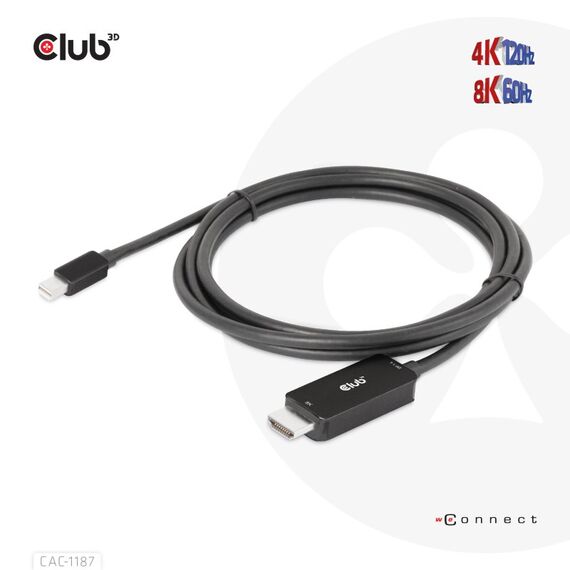 CLUB3D MiniDisplayPort 1.4 to HDMI 4K120Hz or 8K60Hz HDR10+ Cable M/M 1.8m / 6ft, 6 image