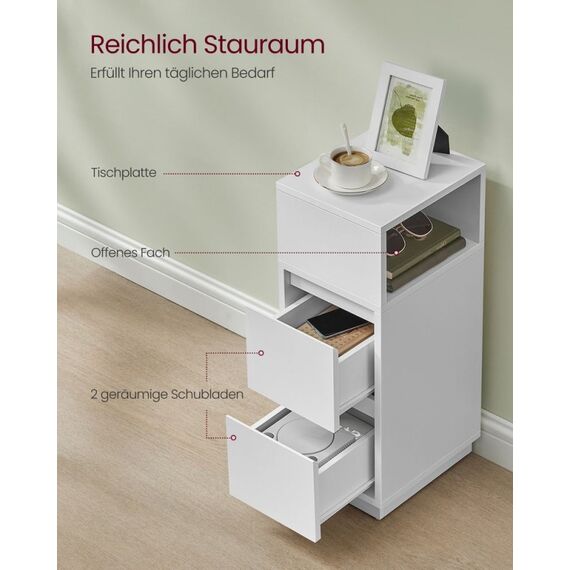 Vasagle LET856W01 Nachtschränkchen & Nachttisch 2 Schublade(n) Weiß, Farbe: Weiß, 4 image