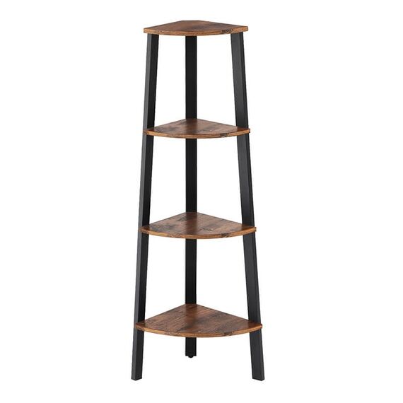 Vasagle LLS34X Regal Eckregal Freistehend Eisen, Partikelbord Schwarz, Braun