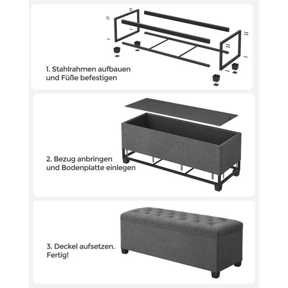 Songmics LSF088G01 Hocker & Sitzkissen Hocker/Ottomane Rechteck, 8 image