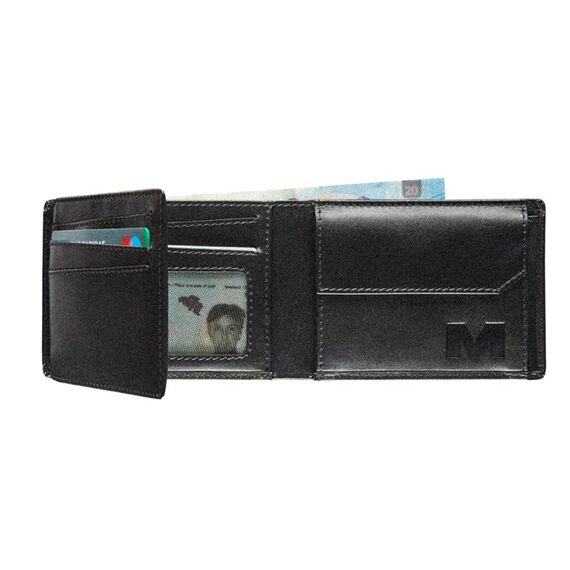 Maverick MAV-AB-002-01 Geldbörse, Kartenetui/Reisedokumentenhülle Briefttasche Schwarz Leder