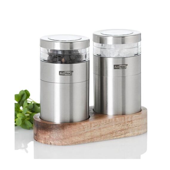 AdHoc ME09 Salz- und Pfeffermühlen-Set Satinierter Stahl, Transparent