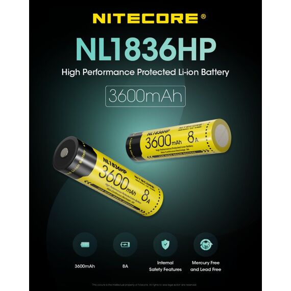 Nitecore BATTERY RECH. LI-ION 3.6V/NL1836HP(3600MAH) Industrieakku Lithium-Ion (Li-Ion) 3,6 V, 15 image