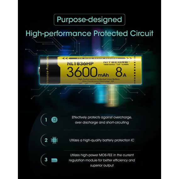 Nitecore BATTERY RECH. LI-ION 3.6V/NL1836HP(3600MAH) Industrieakku Lithium-Ion (Li-Ion) 3,6 V, 10 image