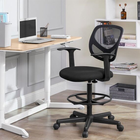 Songmics OBN25BK Büro- & Computerstuhl Gepolsterter Sitz Netz-Rückenlehne, 2 image
