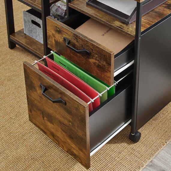 Vasagle OFC71X Aktenschrank Partikelbord, Stahl Schwarz, Braun, 6 image