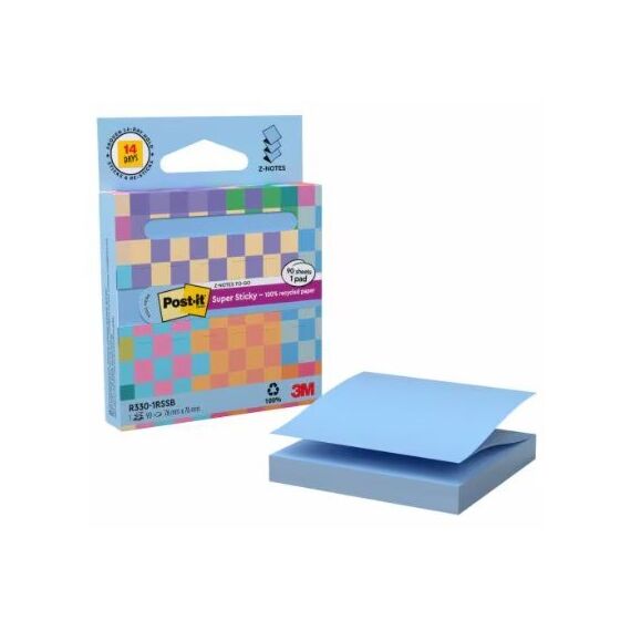 Post-It R330-1RSSP Klebezettel Quadratisch Blau 90 Blätter Selbstklebend