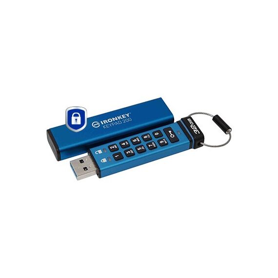 Kingston Technology IronKey 32GB Keypad 200, FIPS 140-3 Lvl 3 AES-256 Verschlüsselung, Kapazität: 32 GB