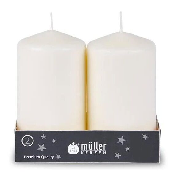 Müller Kerzen 20312165 Wachskerze Zylinder Vanillefarbe 2 Stück(e)