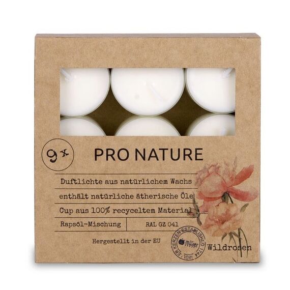 Müller Kerzen Pro Nature Wachskerze Rund Rose Weiß 9 Stück(e)