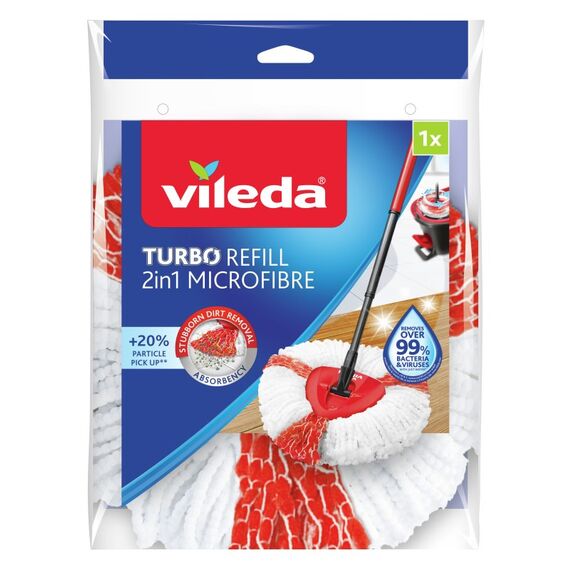 Vileda Turbo 2in1 Wischbezug Rot, Weiß