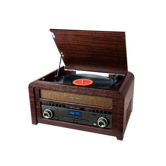 Muse MT-115 DAB Plattenspieler Plattenspieler mit Direktantrieb Schwarz, Holz Halbautomatisch