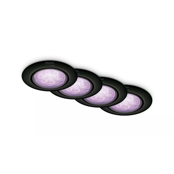 Philips Smart LED GU10 Kit, Gesamtes Farbspektrum, einstellbares Weiß, Schwarz, 4er-Pack