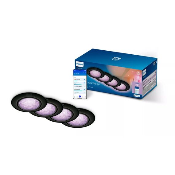 Philips Smart LED GU10 Kit, Gesamtes Farbspektrum, einstellbares Weiß, Schwarz, 4er-Pack, 2 image
