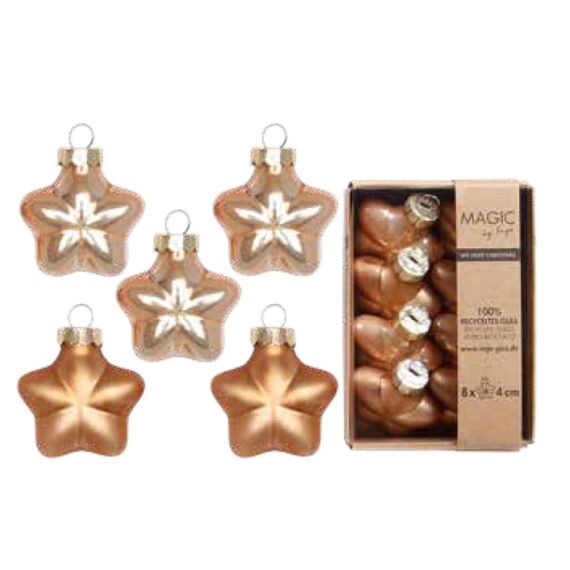 Inge‘s Christmas Decor 16410 P047 Weihnachtlicher Sternenschmuck Glas Gold 8 Stück(e)