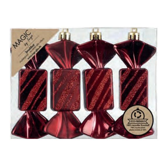 Inge‘s Christmas Decor 81002G047 Christbaumschmuck Spezifisches Weihnachtsornament Kunststoff Rot 4 Stück(e)