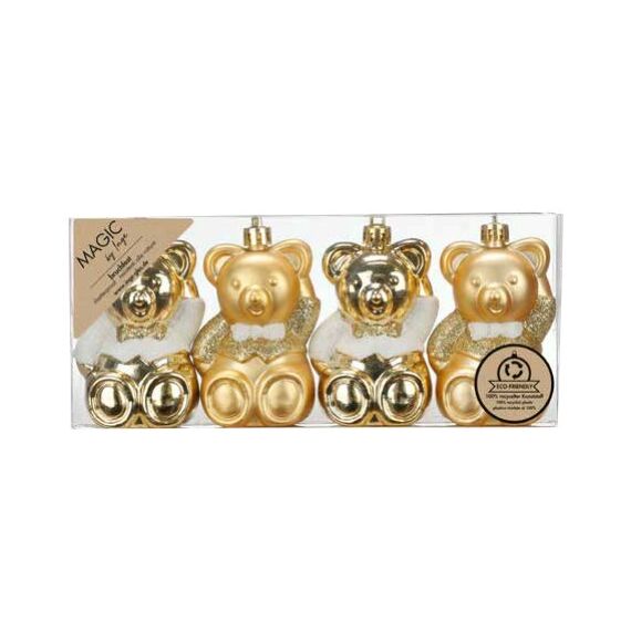 Inge‘s Christmas Decor 81138 G001 Weihnachtsschmuck-Set Kunststoff Gold 4 Stück(e)