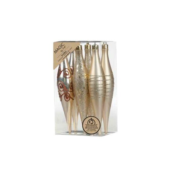 Inge‘s Christmas Decor 81160 G045 Weihnachtsschmuck-Set Kunststoff Gold 6 Stück(e)