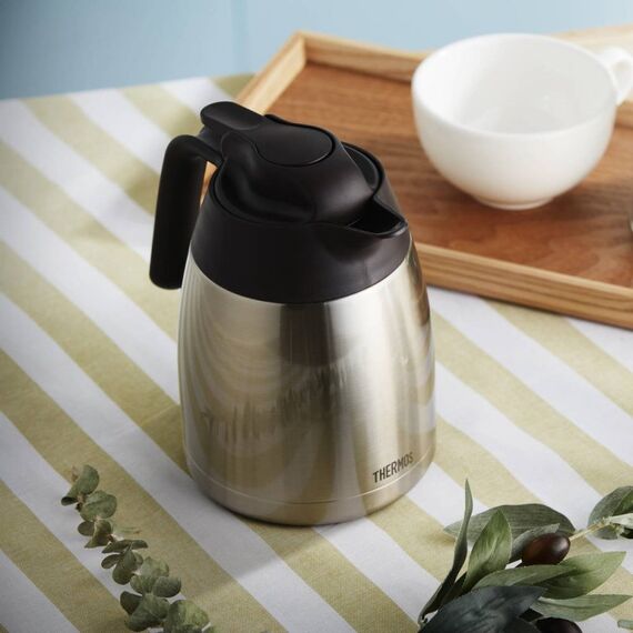 Thermos THV Thermosflasche 1 l Edelstahl, Schwarz, 2 image