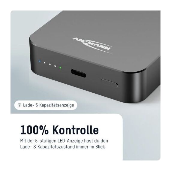 Ansmann 1700-0199 Powerbank Lithium Polymer (LiPo) 10000 mAh Kabelloses Aufladen Anthrazit, 4 image
