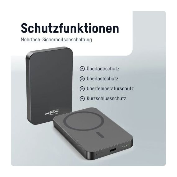 Ansmann 1700-0198 Powerbank Lithium Polymer (LiPo) 5000 mAh Kabelloses Aufladen Anthrazit, 4 image