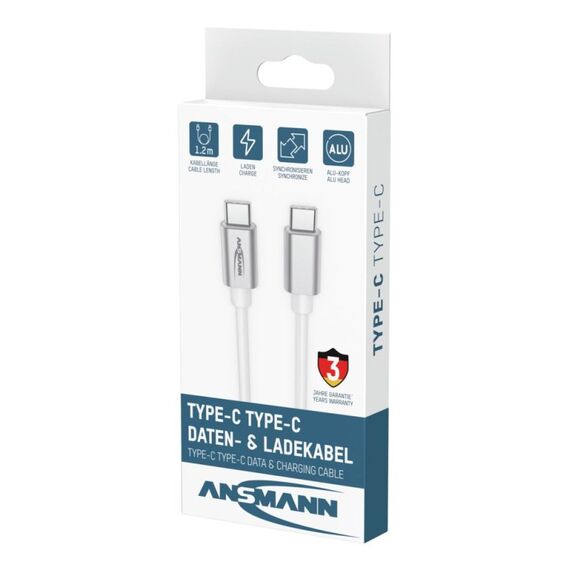 Ansmann 1700-0213 USB Kabel USB 2.0 1,2 m USB C 0,48 Gbit/s 60 W Weiß, 8 image