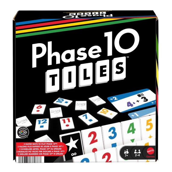 Mattel Games Phase 10 Tiles Spiel, an Rommé angelehntes Familienspiel mit Spielsteinen für 2-6 Spieler