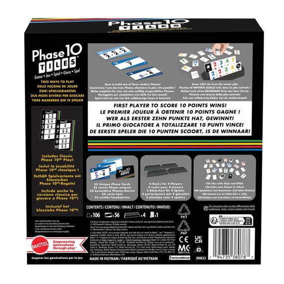 Mattel Games Phase 10 Tiles Spiel, an Rommé angelehntes Familienspiel mit Spielsteinen für 2-6 Spieler, 6 image
