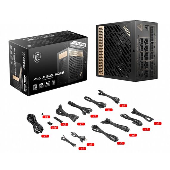 MSI MEG AI1300P PCIE5 Netzteil 1300 W 24-pin ATX ATX Schwarz, 4 image