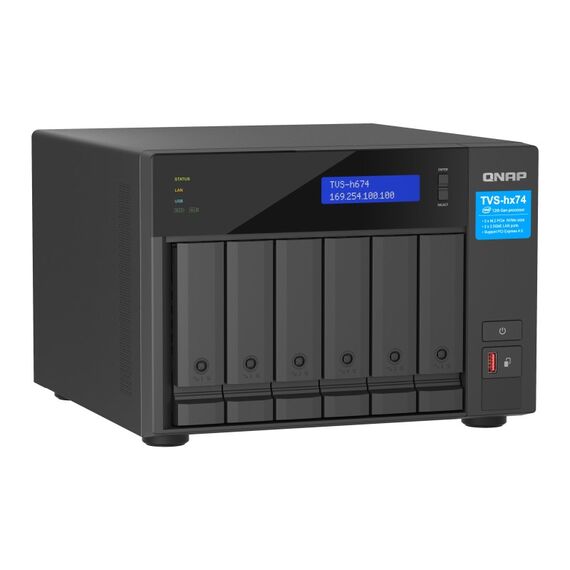 QNAP TVS-h674 NAS Tower Intel® Core™ i3 i3-12100 16 GB DDR4 0 TB QuTS hero Schwarz, 2 image