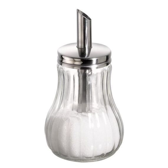APS-Germany 40486 Zuckerstreuer 250 ml Glas, Edelstahl