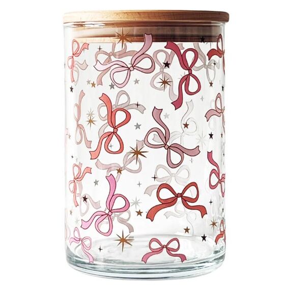 Wunderle Jars Rund Glas Rot, Transparent, Holz