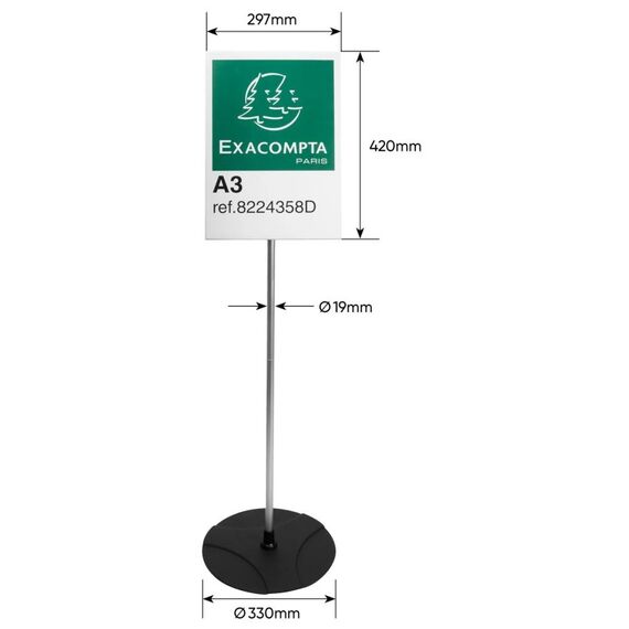 Exacompta 8224358D Zeichenhalter und Informationsstand A3 Acryl, Polymethylmethacrylat (PMMA) Aluminium, Schwarz, Transparent, 2 image